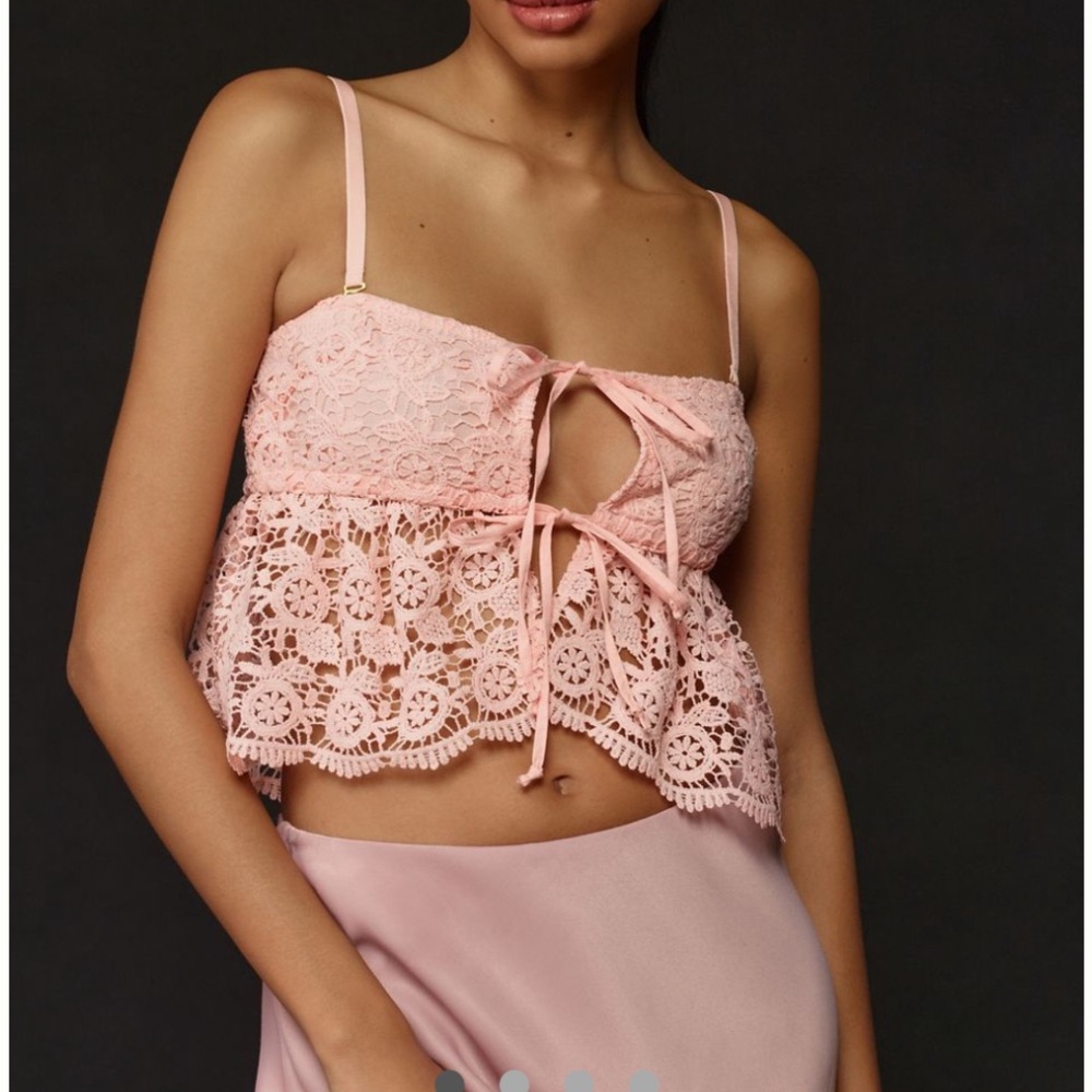 Anthropologie Cami Small Blush Crochet Lace Removable Straps NEW